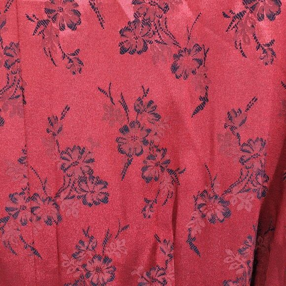 Vtg 90's Duster Cosplay Geisha Kimono Frog Knot High Slits Red Metallic  Sz 22 - Picture 6 of 14